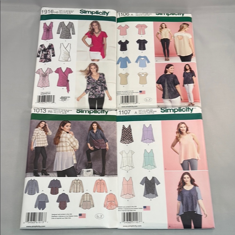 Simplicity Blouse/Top Sewing Patterns Unopened/Uncut Bundle Of 4
